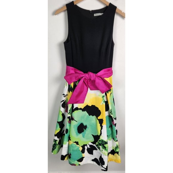 Eliza J. Dresses & Skirts - Eliza J. Women's Sz. 8 Black & Floral Fit & Flare Sleeveless Dress